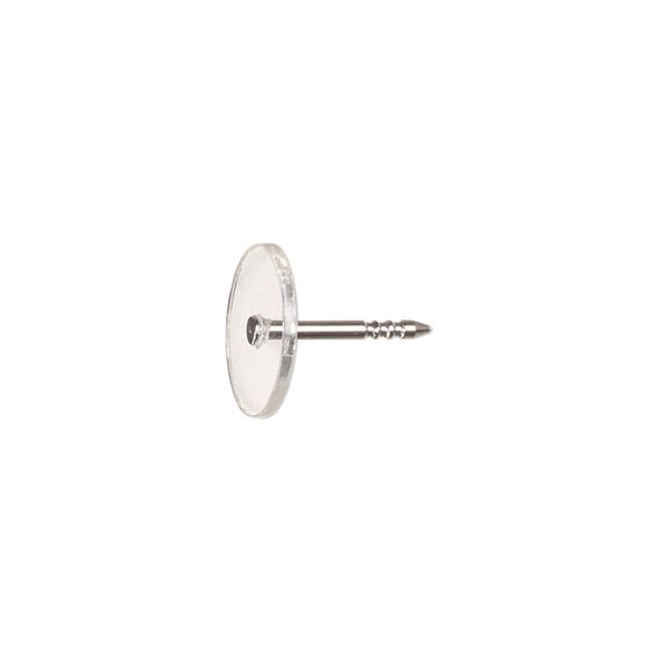 Tie tac, stainless steel and vinyl head, clear, 11.5mm flat round. Sold per pkg of 10. image number 0
