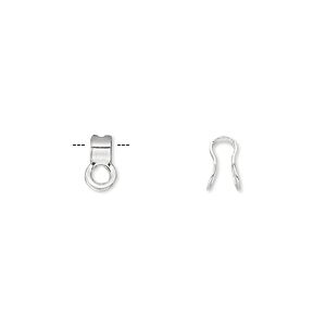 Ball chain connector, silver-finished steel, 7.5x4mm, fits 2.4mm ball chain. Sold per pkg of 10.