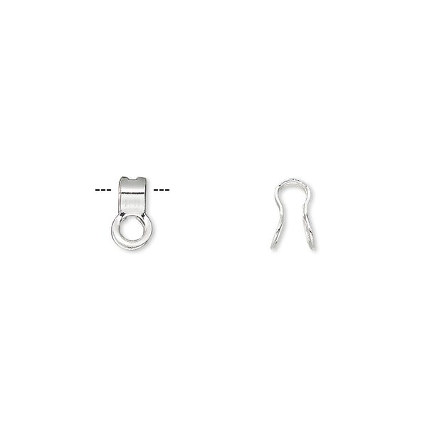 Ball chain connector, silver-finished steel, 7.5x4mm, fits 2.4mm ball chain. Sold per pkg of 10. image number 0