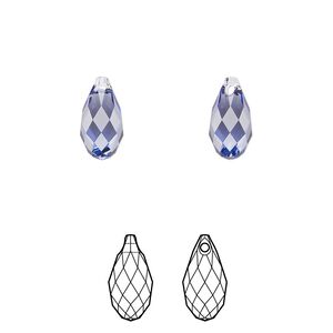 Briolette 2pk tanzanite, Crystal Passions® 11x5.5mm pendant drop 6010