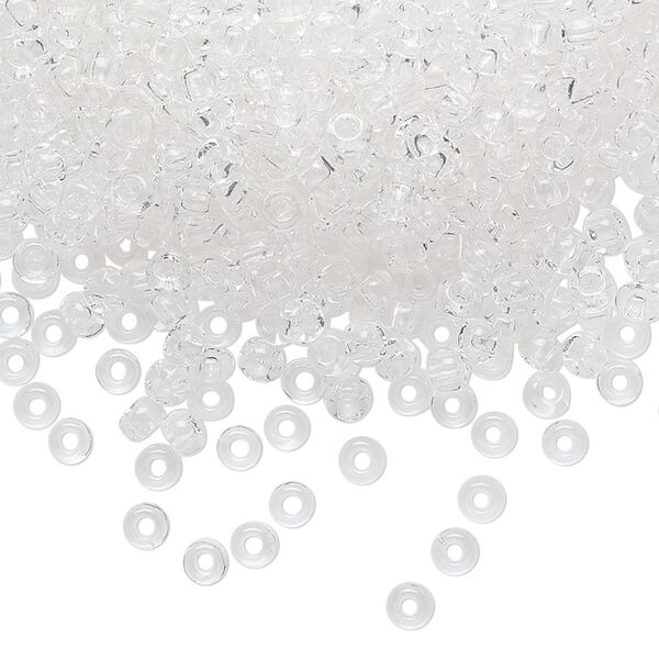 Seed bead, Preciosa Ornela Czech glass, pkg/50g, #8 rocaille, transparent clear, (00050). image number 0