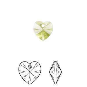 Drop 24pk citrus green, Crystal Passions® 10mm pendant heart 6228