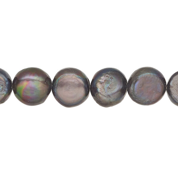 Freshwater 1pkg1, flat-sided potato pearl, 15.5-16 inch dark peacock 9-11mm cultured image number 0