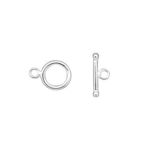 Clasp toggle 1pkg2 sterling silver, 8.5mm round, 1-strand