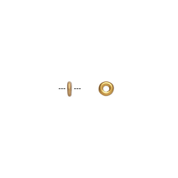 Bead, Czech pressed glass, opaque satin dark gold, 4x1mm ring. Sold per pkg of 100. image number 0