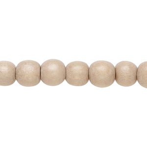 Bead 1pkg1, Taiwanese cheesewood (dyed / waxed), medium tan, 7-8mm round, 15-1/2 to 16 inches.