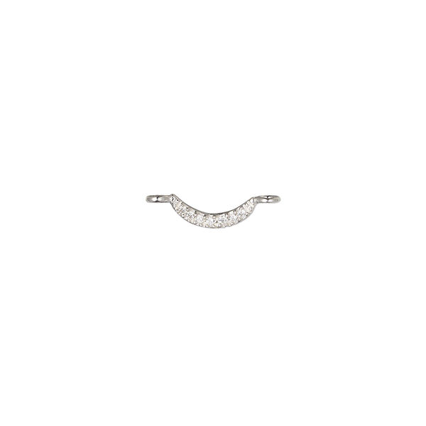 Link, sterling silver and cubic zirconia, clear, 9x3mm curved bar. Sold individually. image number 0