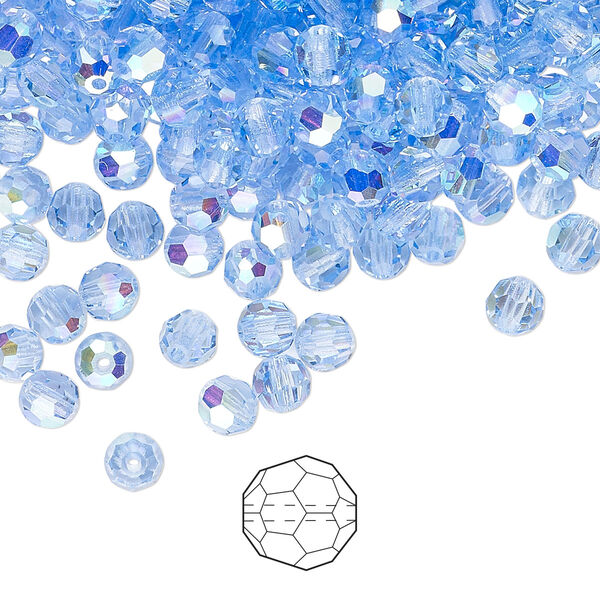 Bead 720pk light sapphire AB, Preciosa Czech crystal 4mm round image number 0