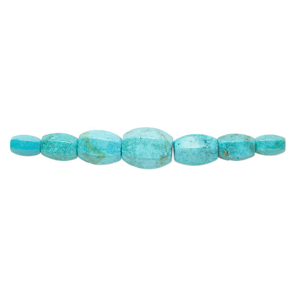 Bead, turquoise (dyed / stabilized), 10x6mm-16x12mm graduated faceted oval, B grade, Mohs hardness 5 to 6. Sold per pkg of 7. image number 0