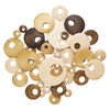 Focal and drop mix, wood (natural / dyed), light brown / medium brown / dark brown, 15-54mm round go-go. Sold per pkg of 50. image number 1
