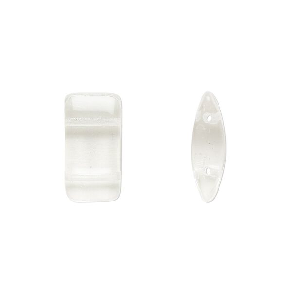 Bead, Preciosa, Czech glass, transparent clear, 17x9mm double-drilled puffed rectangle with 0.8mm holes, fits up to 7.5mm bead. Sold per pkg of 1,200 (1 mass). image number 0