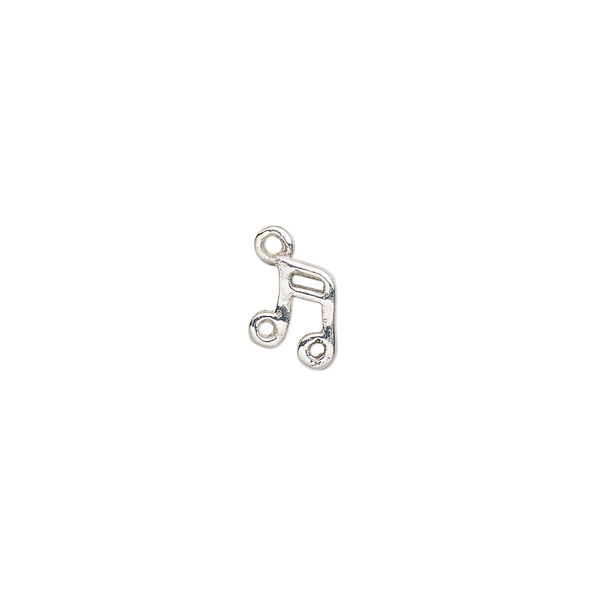 Charm, silver-plated brass, 7x6.5mm music note. Sold per pkg of 2. image number 0
