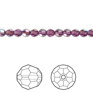 Bead 720pk amethyst shimmer, Swarovski® 4mm round 5000