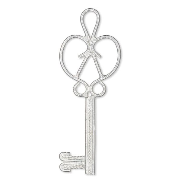 Focal, Hill Tribes, silver-plated brass, 44x16mm key with cutouts. Sold individually. image number 0