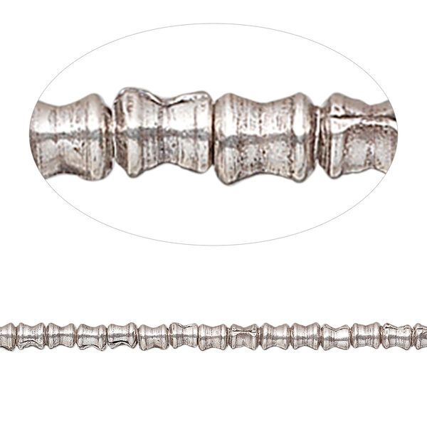 Bead, Hill Tribes, antiqued sterling silver, 3x2mm hourglass. Sold per 8-inch strand, approximately 65 beads. image number 0