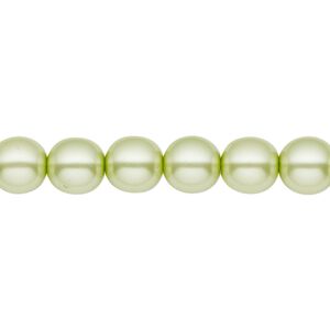 Bead, Czech pearl-coated glass druk, opaque mint green, 8mm round. Sold per 15-1/2" to 16" strand.