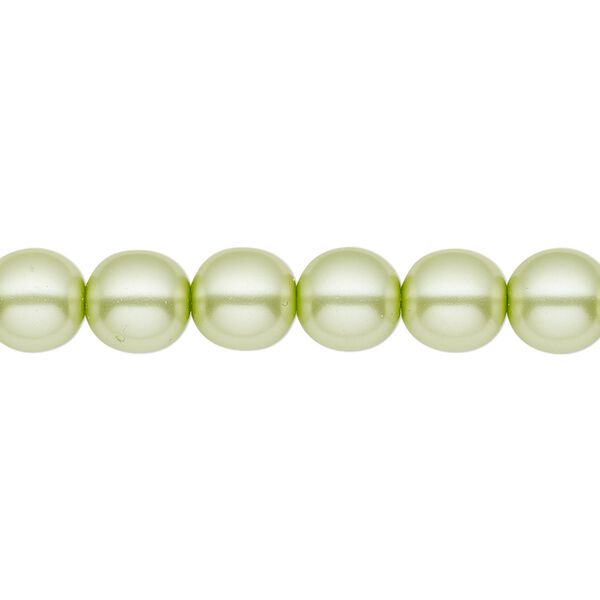 Bead, Czech pearl-coated glass druk, opaque mint green, 8mm round. Sold per 15-1/2" to 16" strand. image number 0