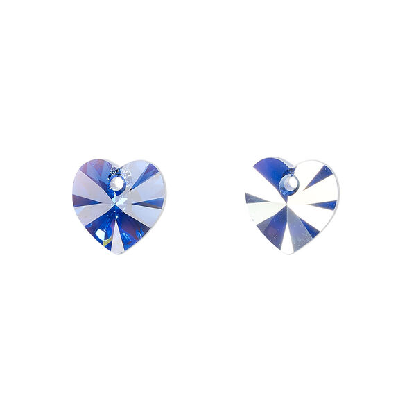 Drop 24pk sapphire AB, Crystal Passions® 10mm pendant heart 6228 image number 0