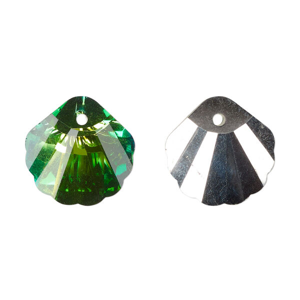 Drop, glass, opaque clear Bermuda green,16mm shell. Sold per pkg of 6. image number 0