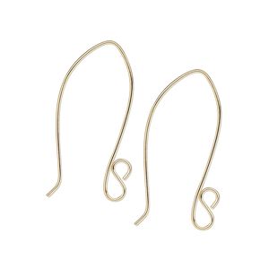 Ear wire 1pkg20 gold-plated, 35mm marquise / open loop, 19 gauge brass 10 pair