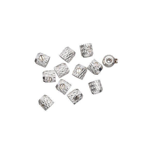 Crimp, Screw-Tite Crimps™, silver-plated copper, 3.5mm barrel, for wire up to 0.024 inches. Sold per pkg of 12. image number 0