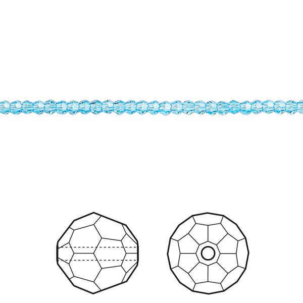 Bead 144pk aquamarine, Crystal Passions® 2mm round 5000 image number 0