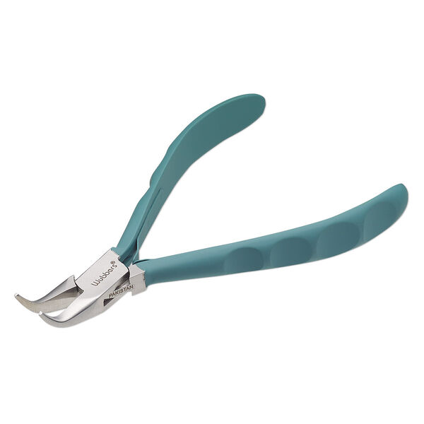 Pliers, Wubbers® ProLine, bent-nose, steel and rubber, turquoise green, 5.75 inches. image number 0