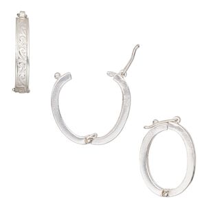 Clasp twister 1pkg1 sterling silver, 26.7x18.5mm hinged filigree oval / safety latch, JBB Findings 1-strand