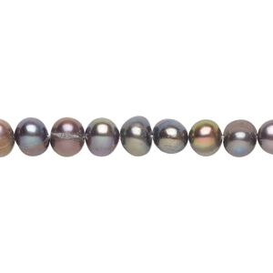 Freshwater pearl 1pkg1, semi-round, 15 inch sable 5-6mm cultured