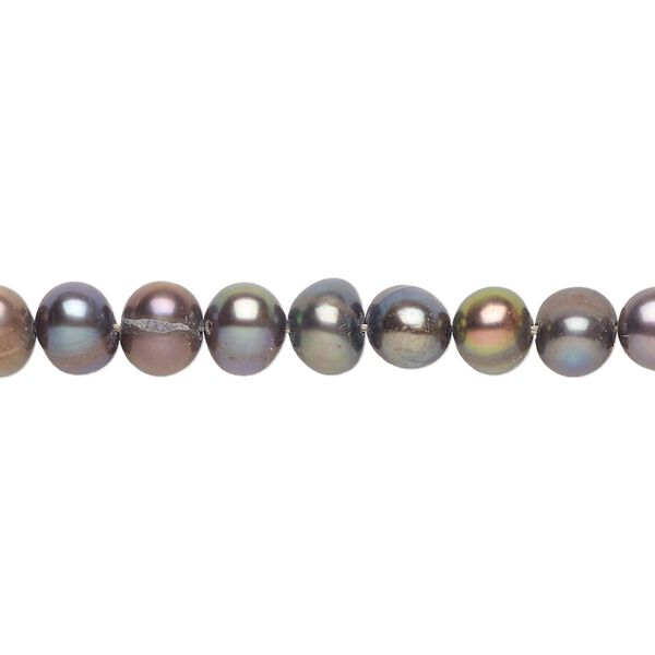 Freshwater pearl 1pkg1, semi-round, 15 inch sable 5-6mm cultured image number 0