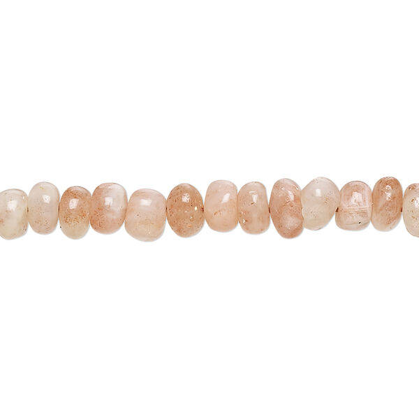 Bead, sunstone (natural), light, 5x3mm-6x5mm hand-cut rondelle with 0.4-1.4mm hole, C grade, Mohs hardness 6 to 6-1/2. Sold per 13-inch strand. image number 0
