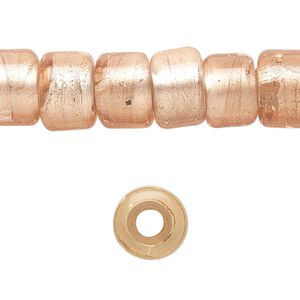 Bead, lampworked glass, semitransparent peach with fine silver foil, 12x8mm crow. Sold per 15-1/2" to 16" strand.