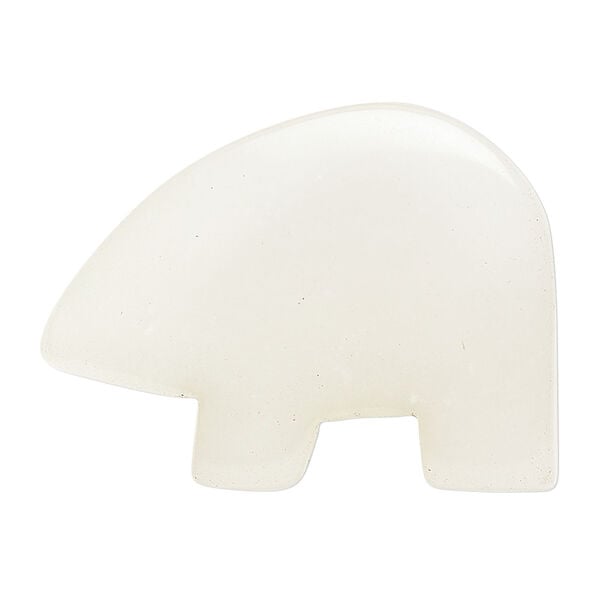 Snow quartz 1pkg1, top-drilled and half-drilled Zuni-style bear focal natural, 34x21mm-38x29mm image number 2