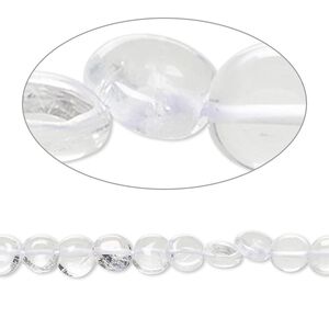 Quartz crystal 1pkg1, hand-cut puffed flat round bead natural 14 inch 5-6mm