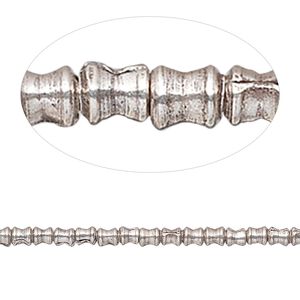 Bead, Hill Tribes, antiqued sterling silver, 3x2mm hourglass. Sold per 8-inch strand, approximately 65 beads.