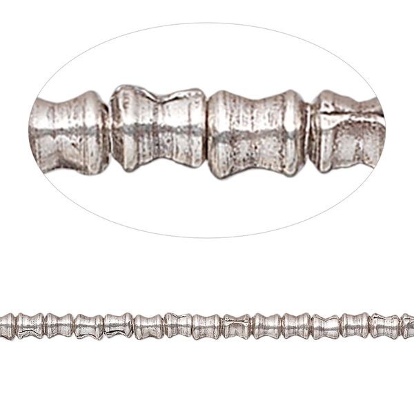 Bead, Hill Tribes, antiqued sterling silver, 3x2mm hourglass. Sold per 8-inch strand, approximately 65 beads. image number 0