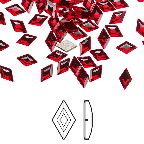 Flat back 24pk light Siam foil back, Crystal Passions® 6.6x3.9mm diamond 2773 image number 0
