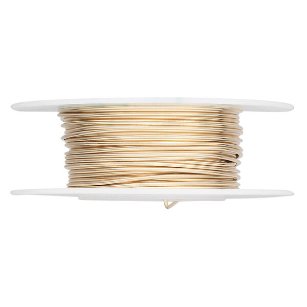 Wire, 12Kt gold-filled, half-hard, round, 18 gauge. Sold per pkg of 5 feet. image number 0