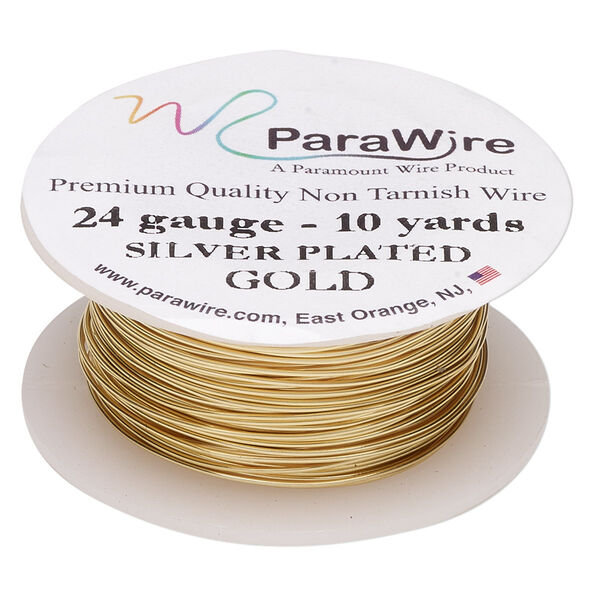 Wire, ParaWire™, gold-finished and silver-plated copper, round, 24 gauge. Sold per 10-yard spool. image number 0