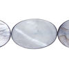 Mother-of-pearl shell 1pkg1, flat oval bead 14 inch blue steel 31x21mm image number 0