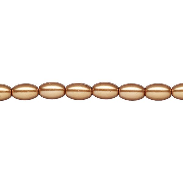 Pearl 1pk bright gold, Celestial Crystal® 6x4mm rice 15.5-16 inch image number 0