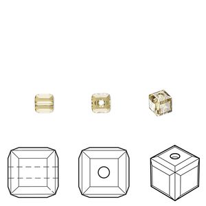 Bead 1pkg288 dark jonquil, Swarovski® ReCreated™ 4mm cube 5601