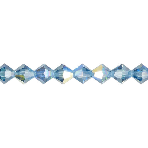 Bead 1pkg144 Malibu blue AB, Preciosa Czech crystal, 6mm bicone image number 0