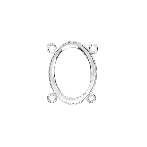 Link, fine silver, 19x14mm oval with open back and 18x13mm oval setting, 4 loops. Sold individually. image number 0