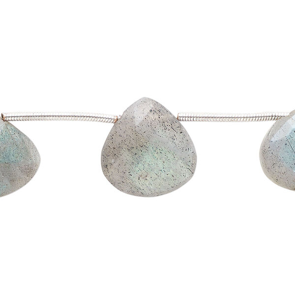 Labradorite 1pkg8, hand-cut top-drilled faceted puffed teardrop bead natural C grade, 113x12mm-16mm image number 0