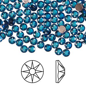 Flat back 1440pk crystal Bermuda blue foil back, Swarovski® hotfix 3.8-4mm round SS16 2078