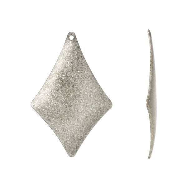 Drop, antique silver-plated steel, 30x20mm kite. Sold per pkg of 50. image number 0
