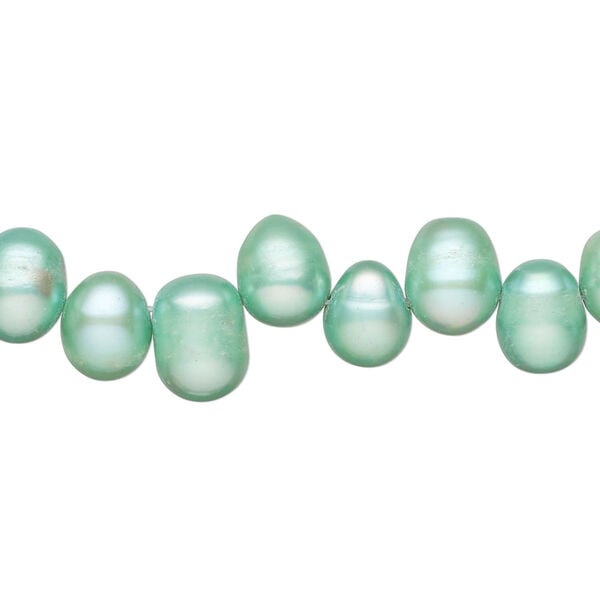 Freshwater pearl 1pkg1, top-drilled rice, 15 inch dark teal green 8x6mm-10x7mm cultured image number 0