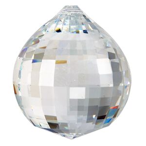 Suncatcher 1pk clear, Asfour Crystal 45x40mm top-drilled square-faceted round teardrop