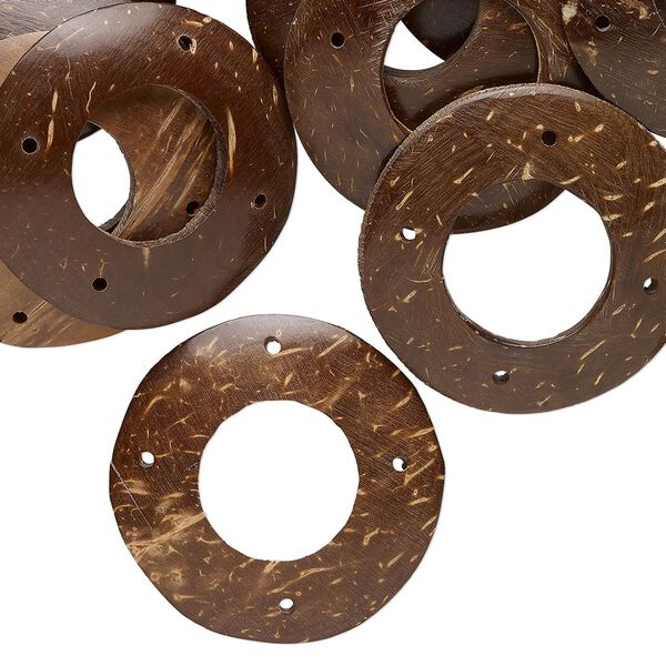 Focal, coconut wood (waxed), 42-44mm donut. Sold per pkg of 20. image number 0